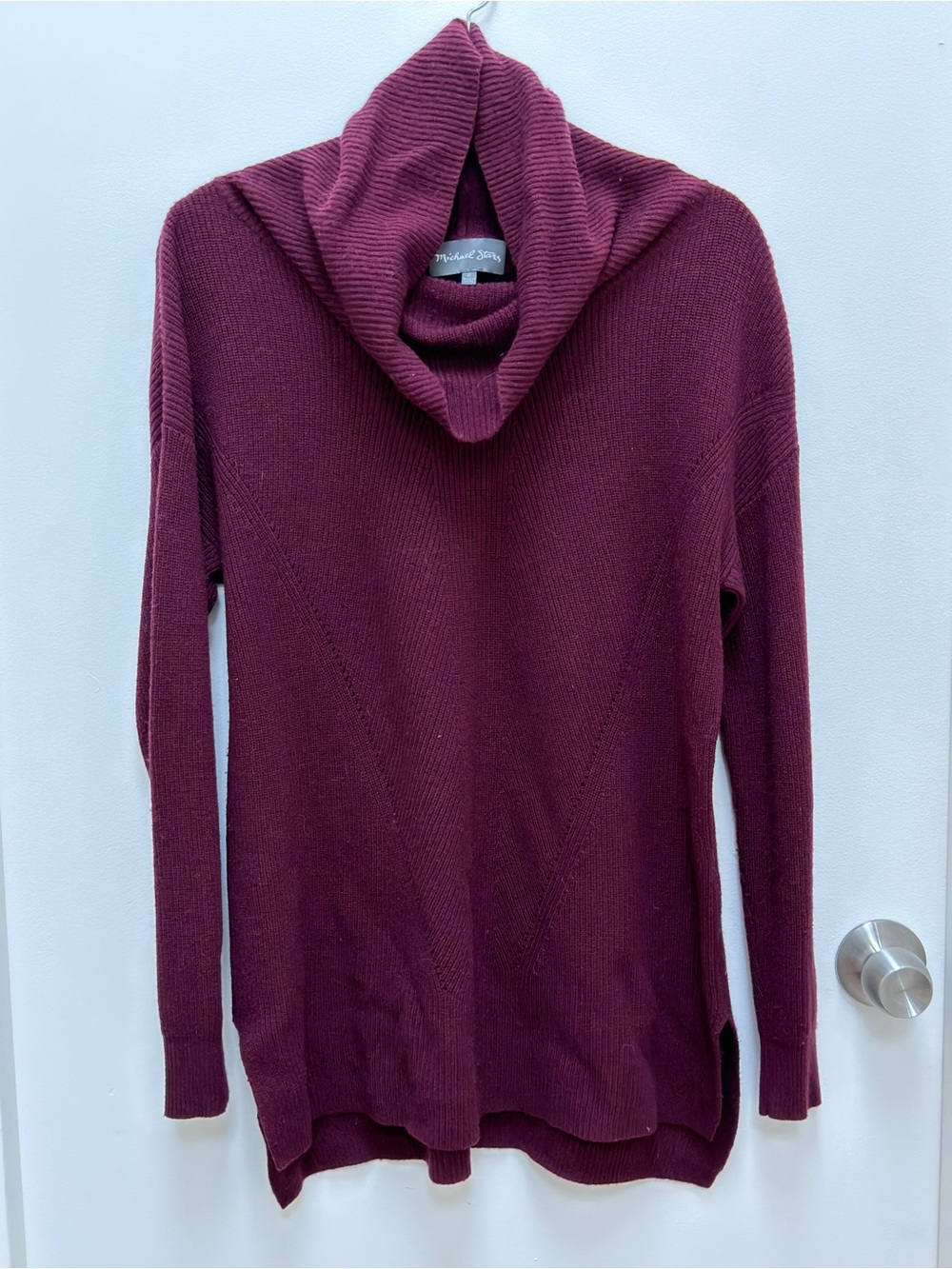 Michael Stars Sweater Womens Size Medium Maroon Cowl Neck Knit Pullover